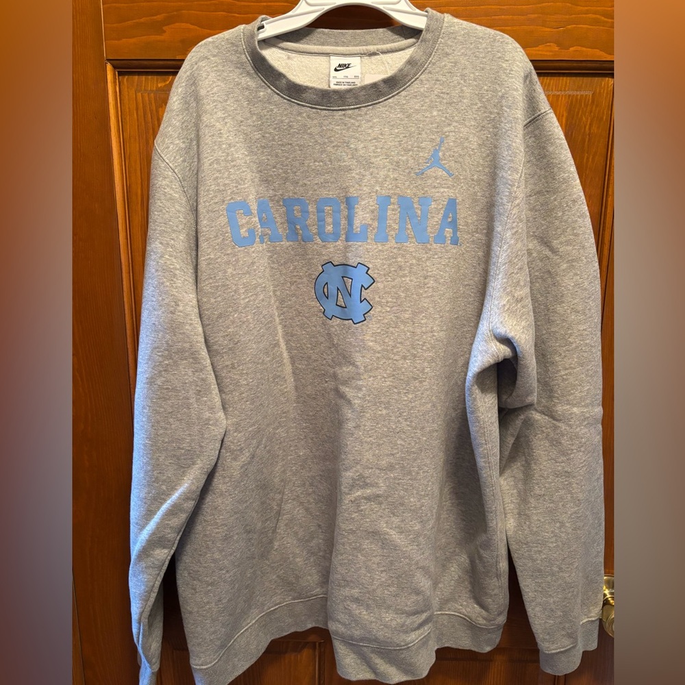 Nike Gray Crewneck Sweatshirt with Carolina Blue Logos